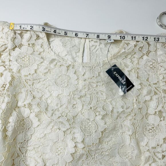 Express Lace Puff Sleeve Prairie Blouse Small Oversized Small New With Tags Lace - Picture 15 of 16
